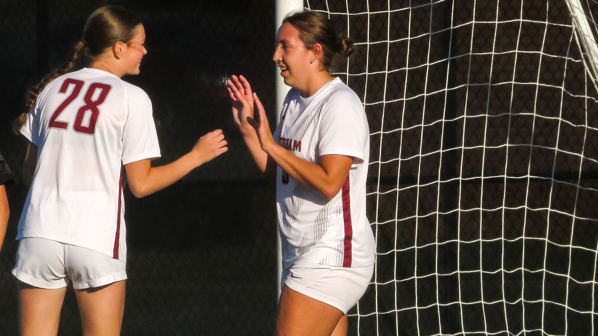 Mikayla Jaros celebrates a goal against Paul Smith's on 9/11/26.