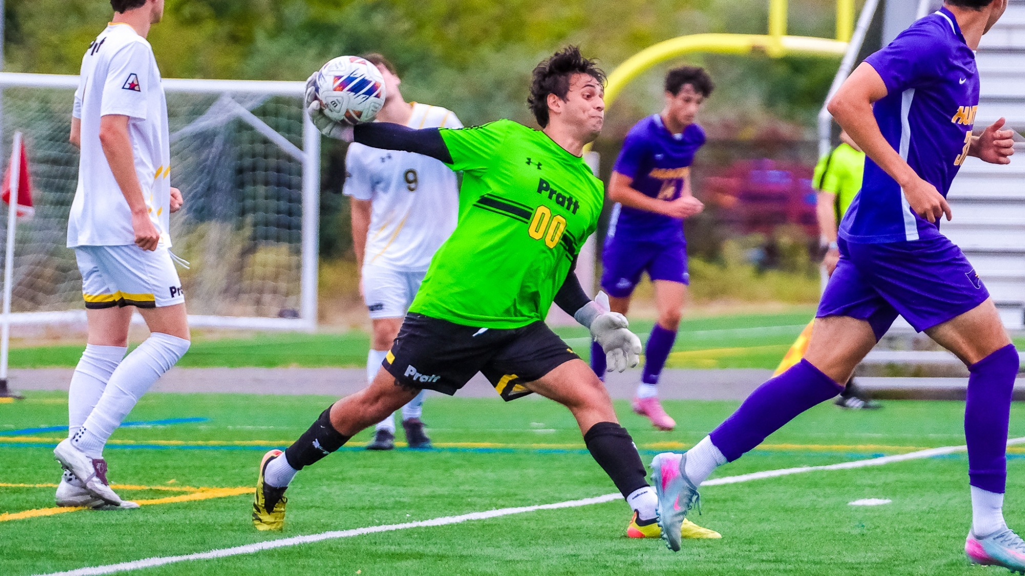 Goalkeeper Anil Pugh throws a pass