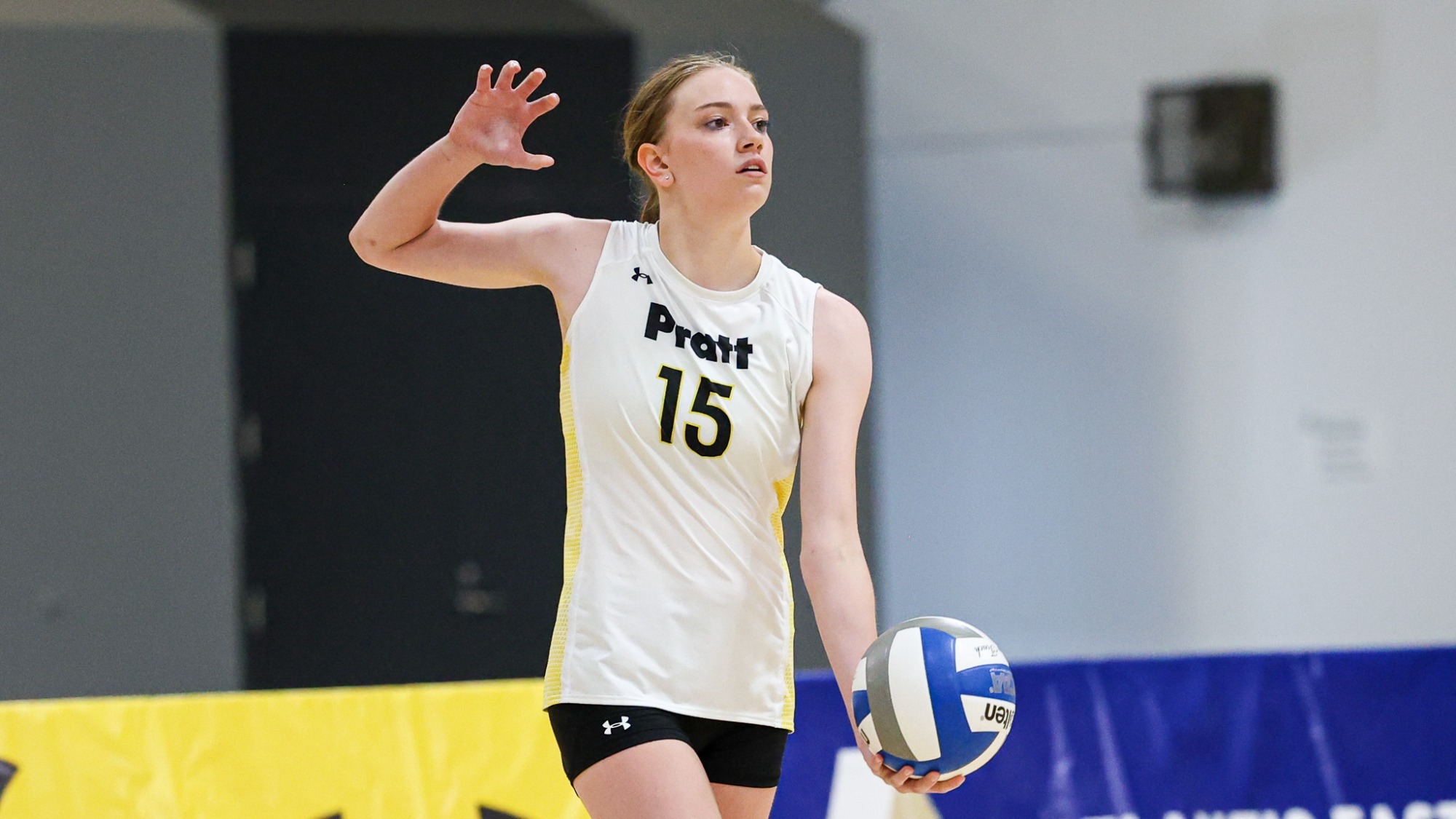 Joanna Doyle prepares to toss to serve