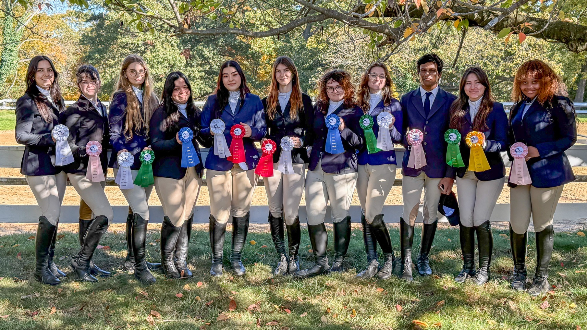 Equestrian with their ribbons after the Hofstra/NYU Show