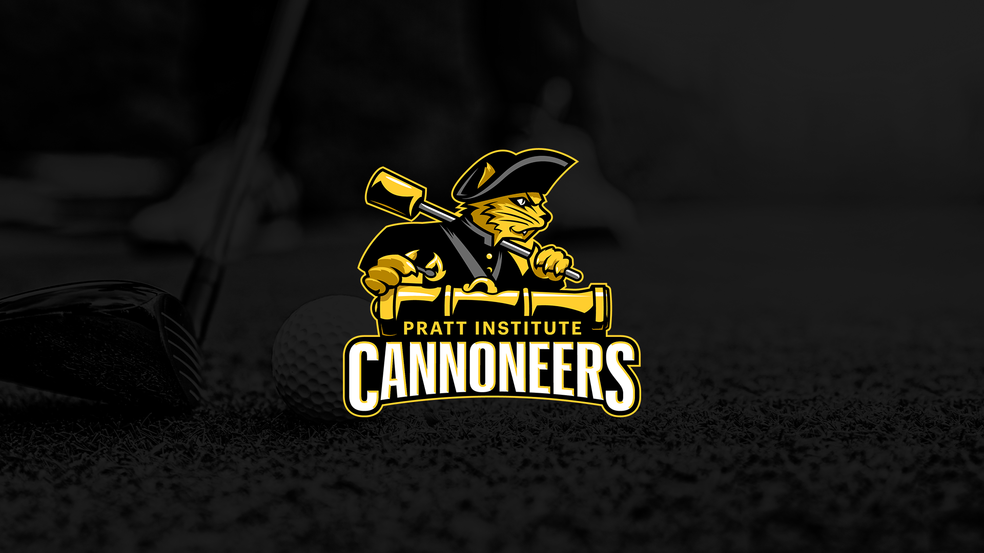 Pratt Athletics logo on a dark golf background depicting a driver and golf ball.