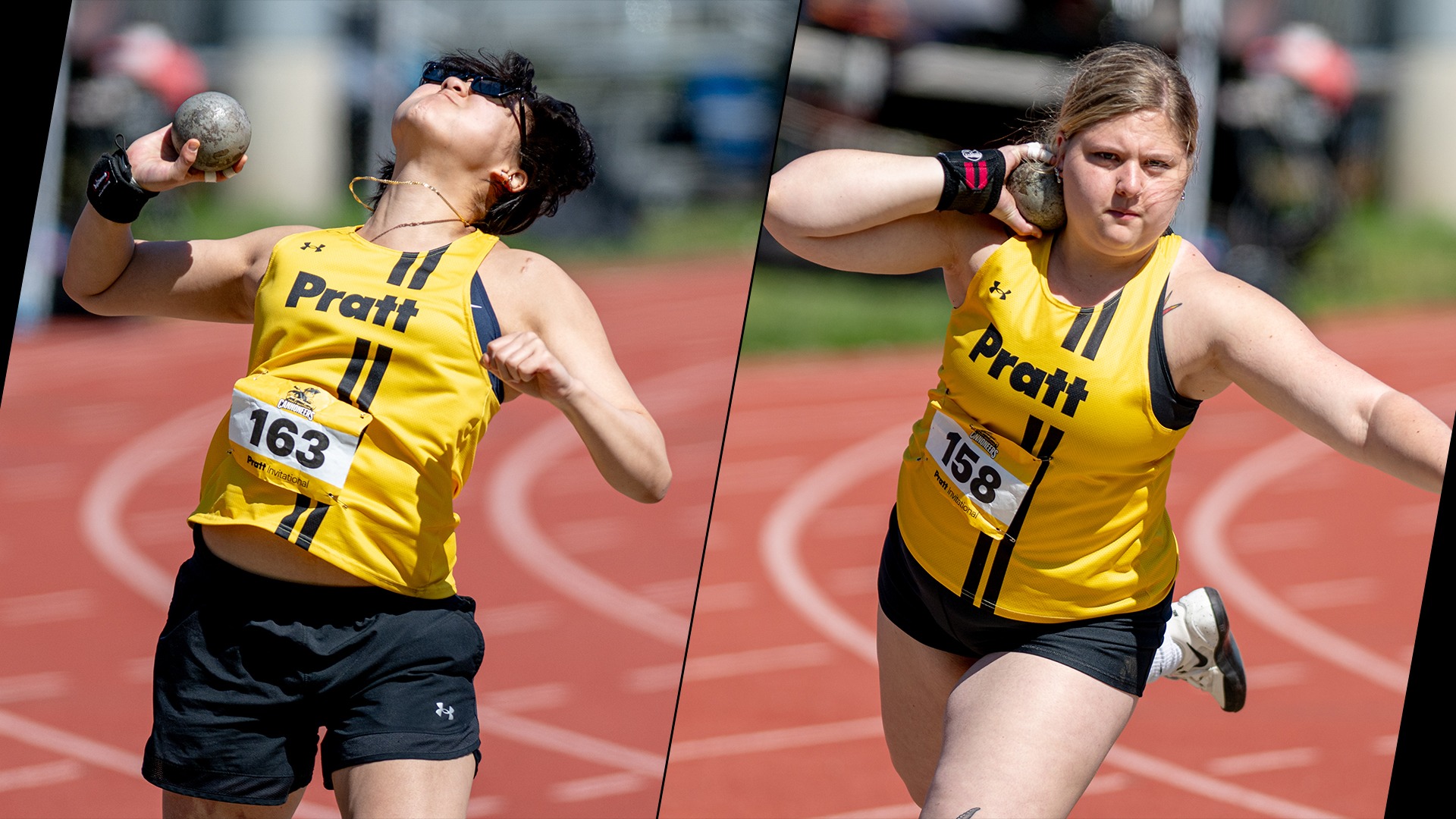 Hannah Kim (left) and Jordana Halpern (right) compete in the shot put.