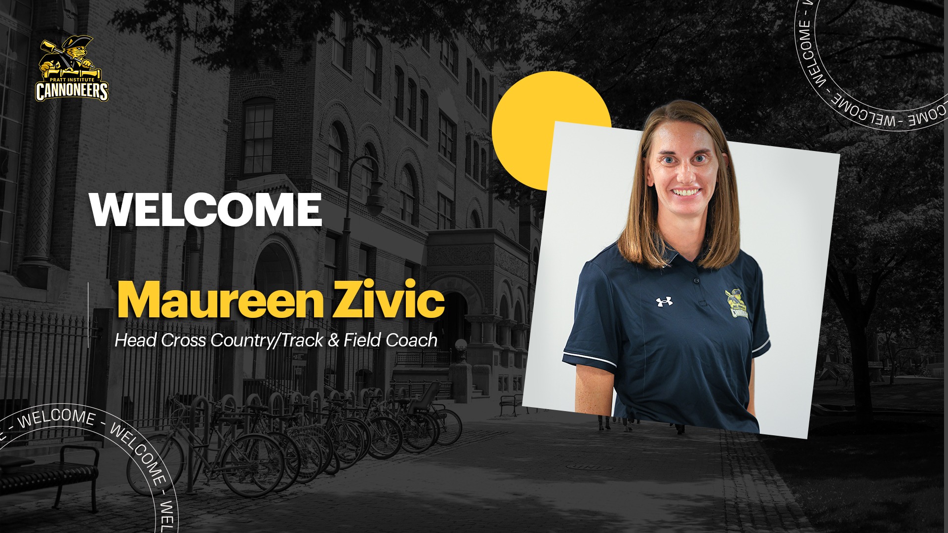 Graphic with headshot of Maureen Zivic introducing her as head coach.