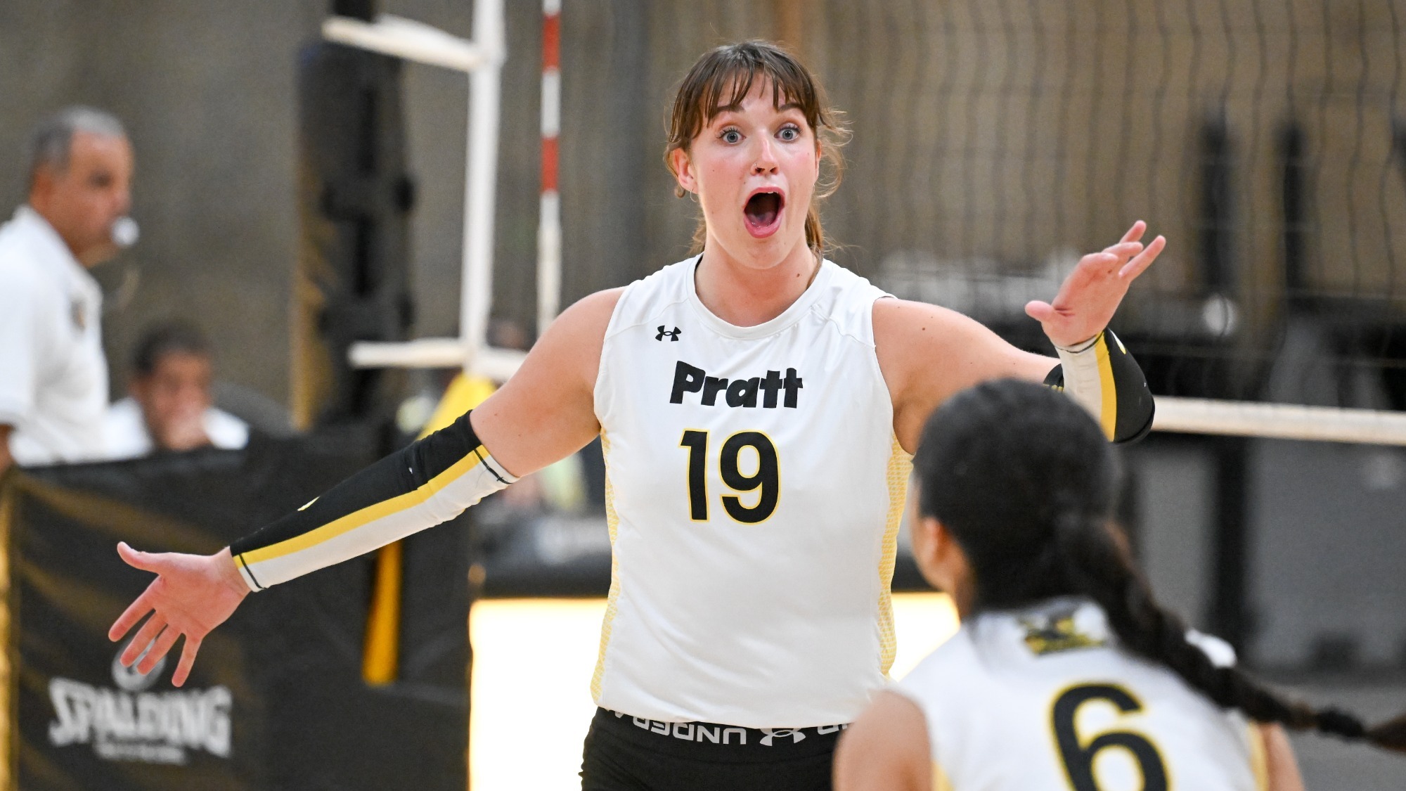 Colleen Russell celebrates after a point