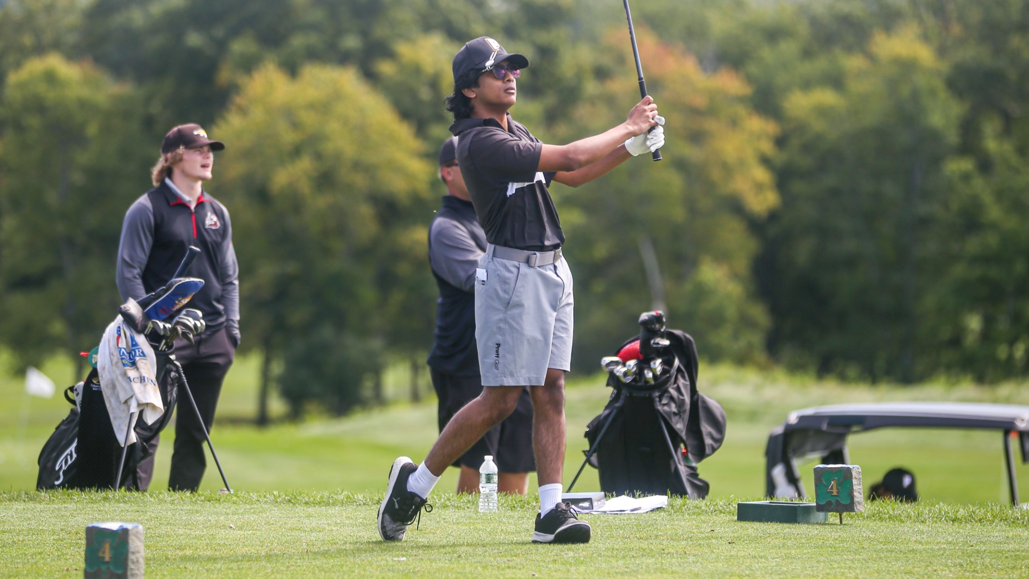 Gauthama Thiruvengadam watches his tee shot