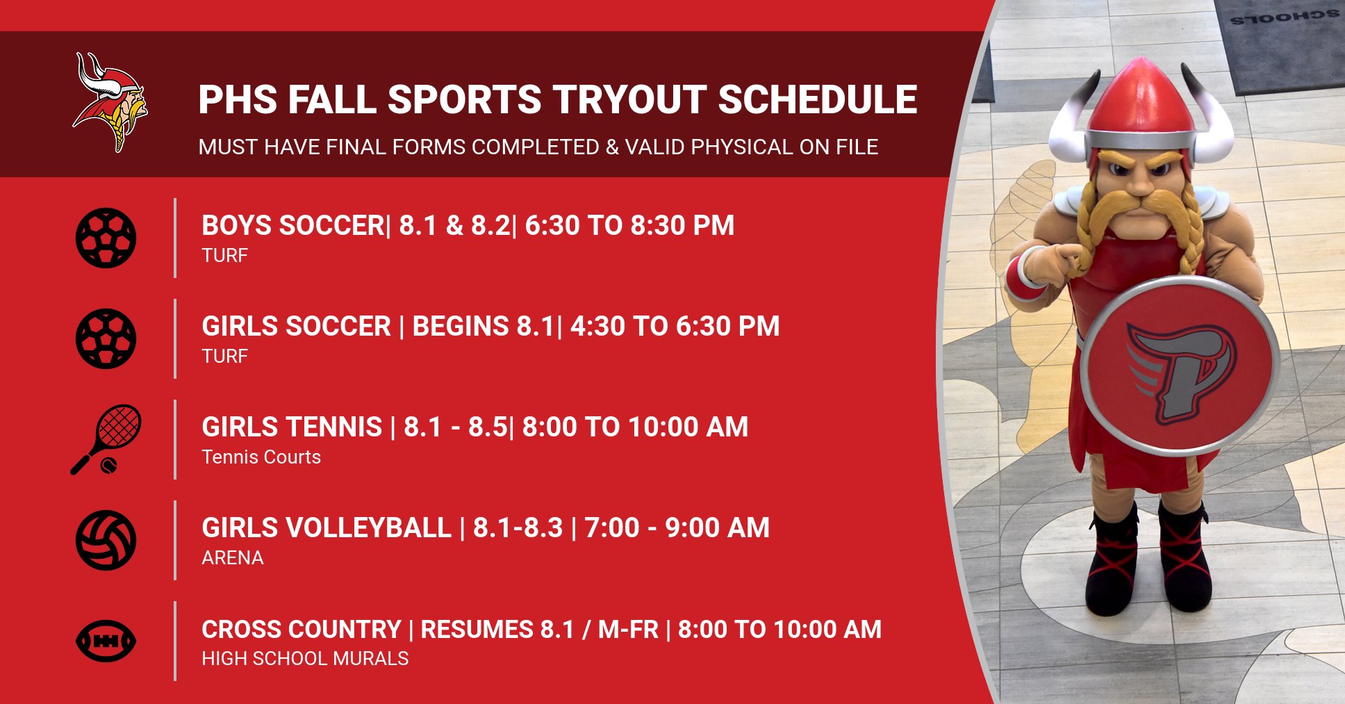 HS/MS Fall Tryout Schedules Princeton Vikings Athletics