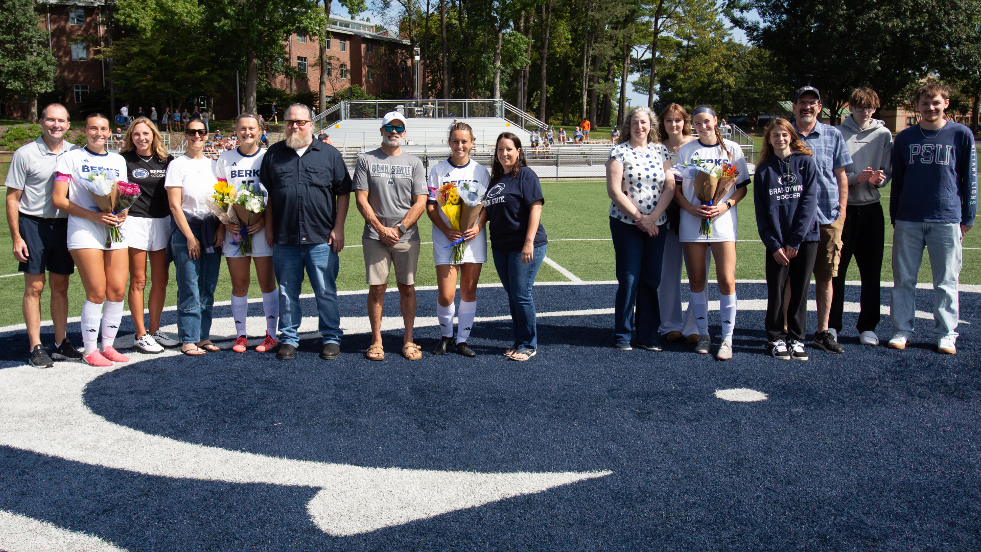 Women's Soccer Senior Day Group Picture with Family 2026