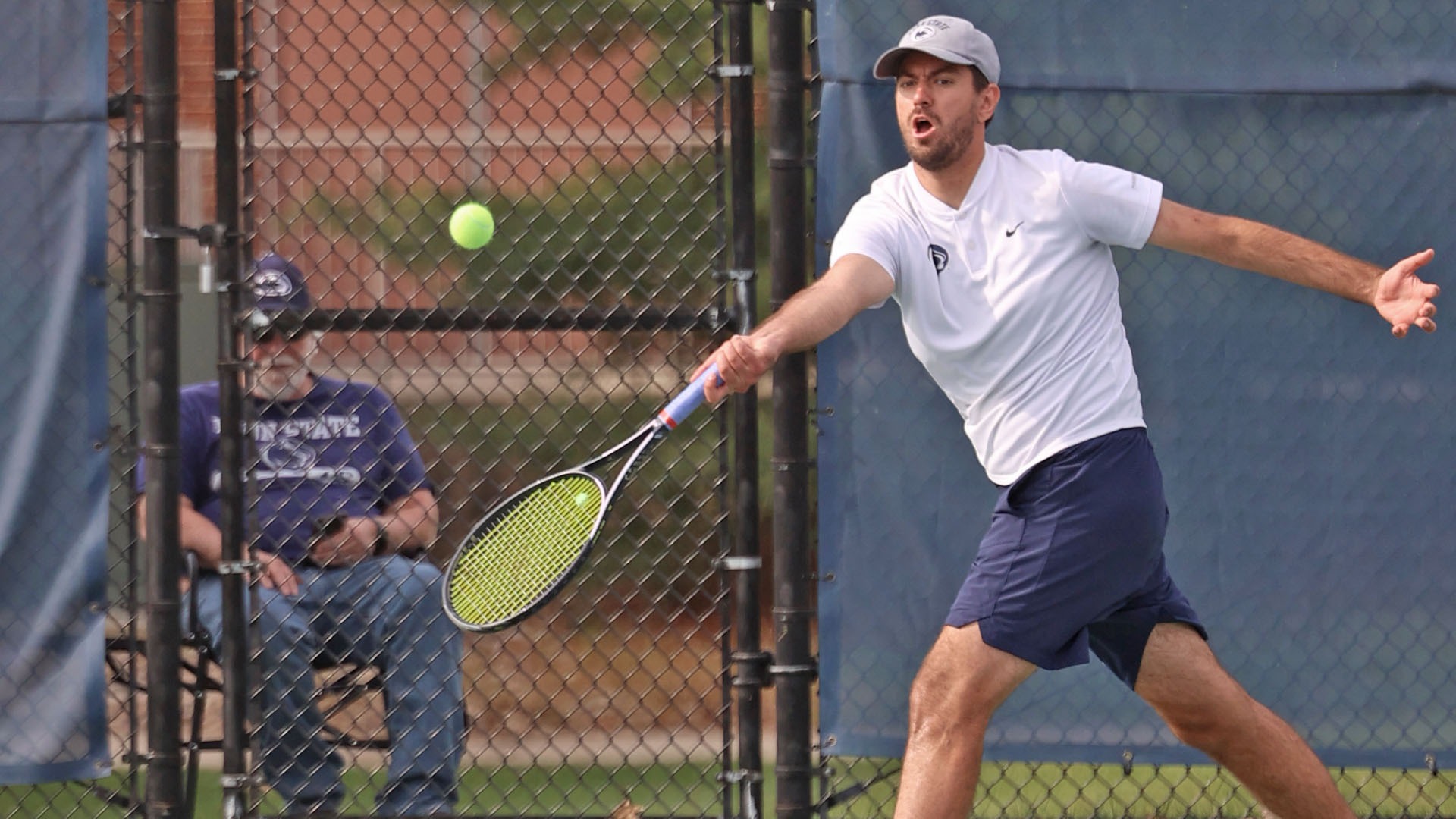 damir cuturic hits a ball in a match in the spring of 2025