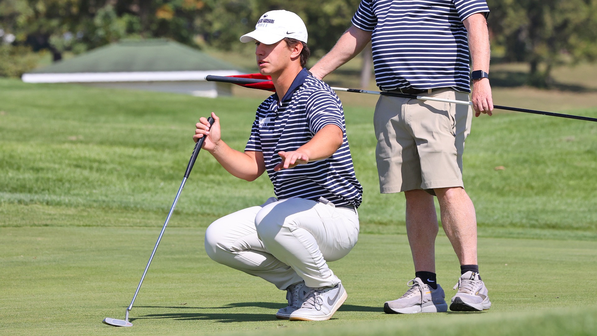 gavin fegley lines up a putt during the united east preview event in 2025