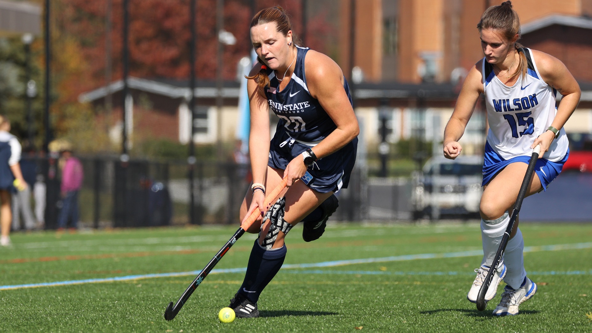 ami mattingly dribbles a ball past a defender in a playoff win over wilson in 2025