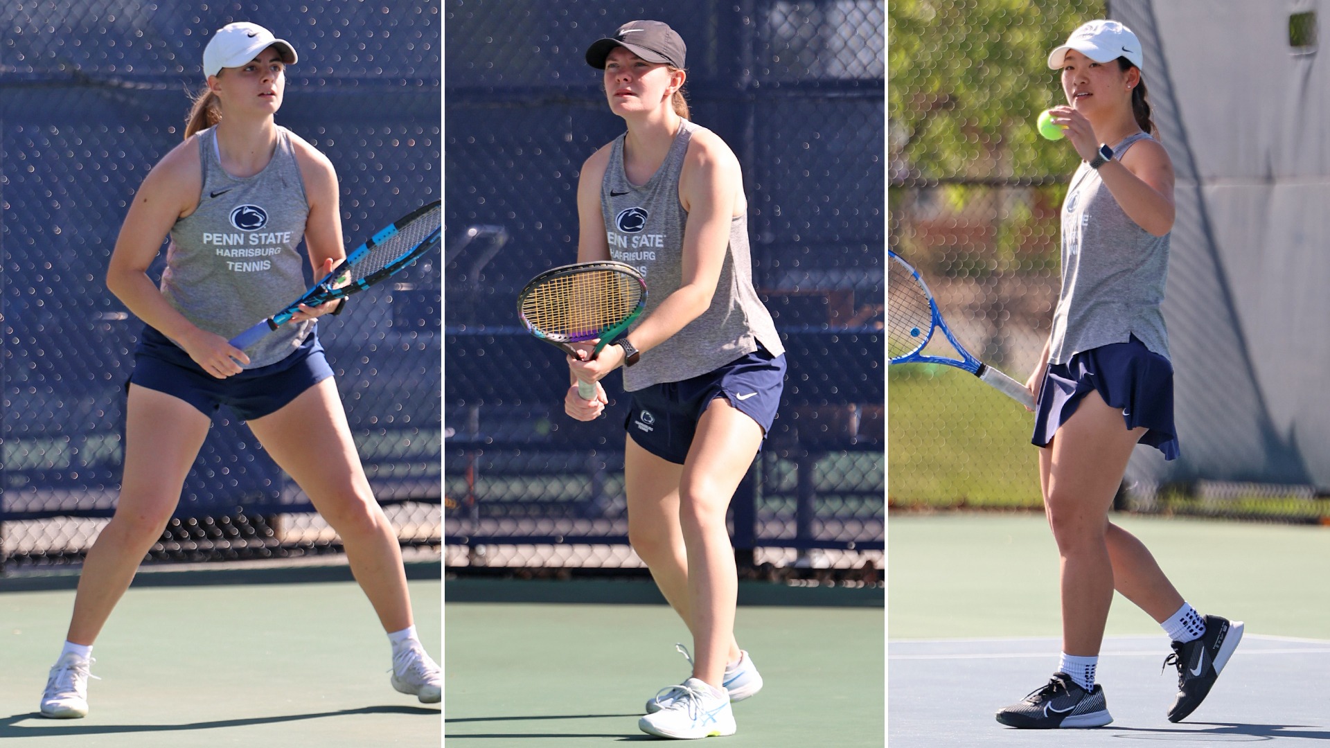 breanna desantis, allison wootton and anita liu photos for women's all-conference tennis story