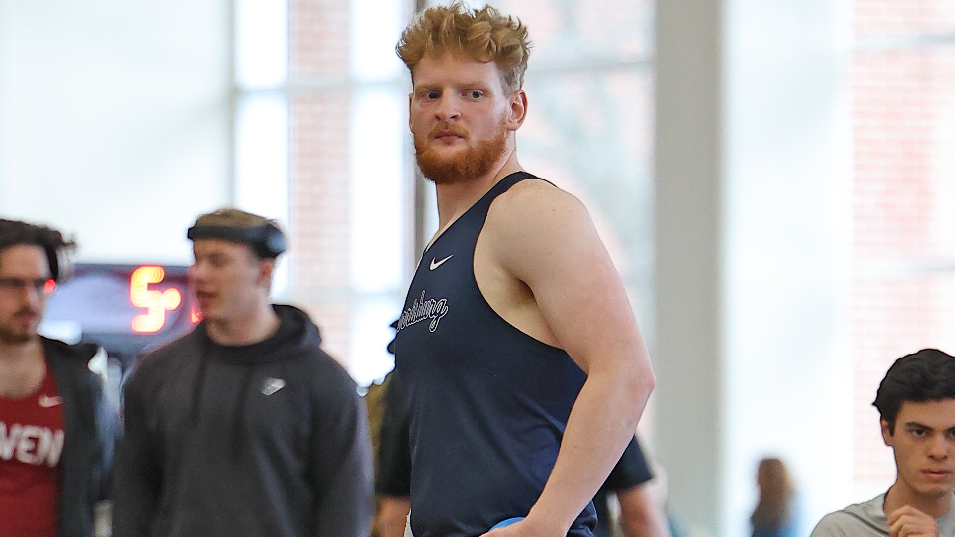 sean myron prepares to throw the shot put during an indoor meet at susquehanna in 2025