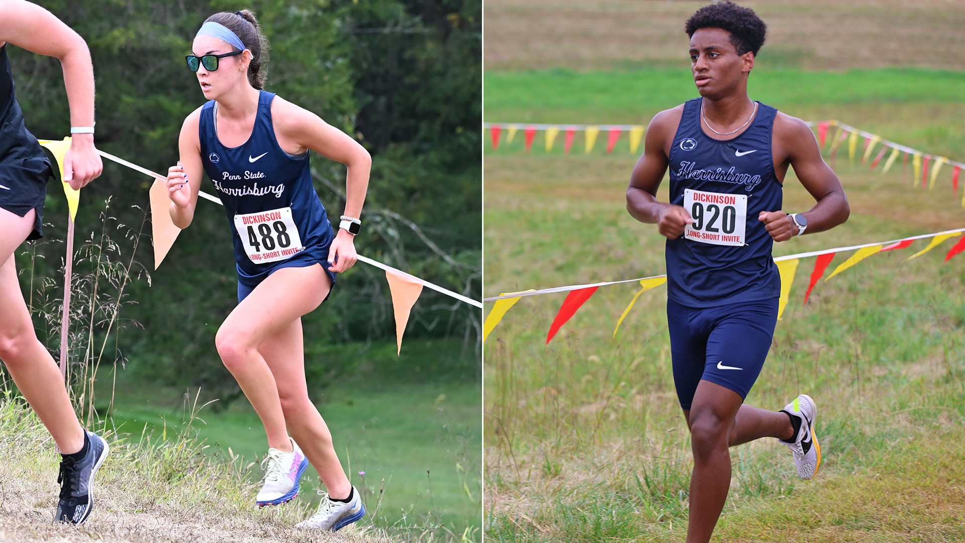makayla reichel and ben seiler running at the dickinson long-short invitational in 2025