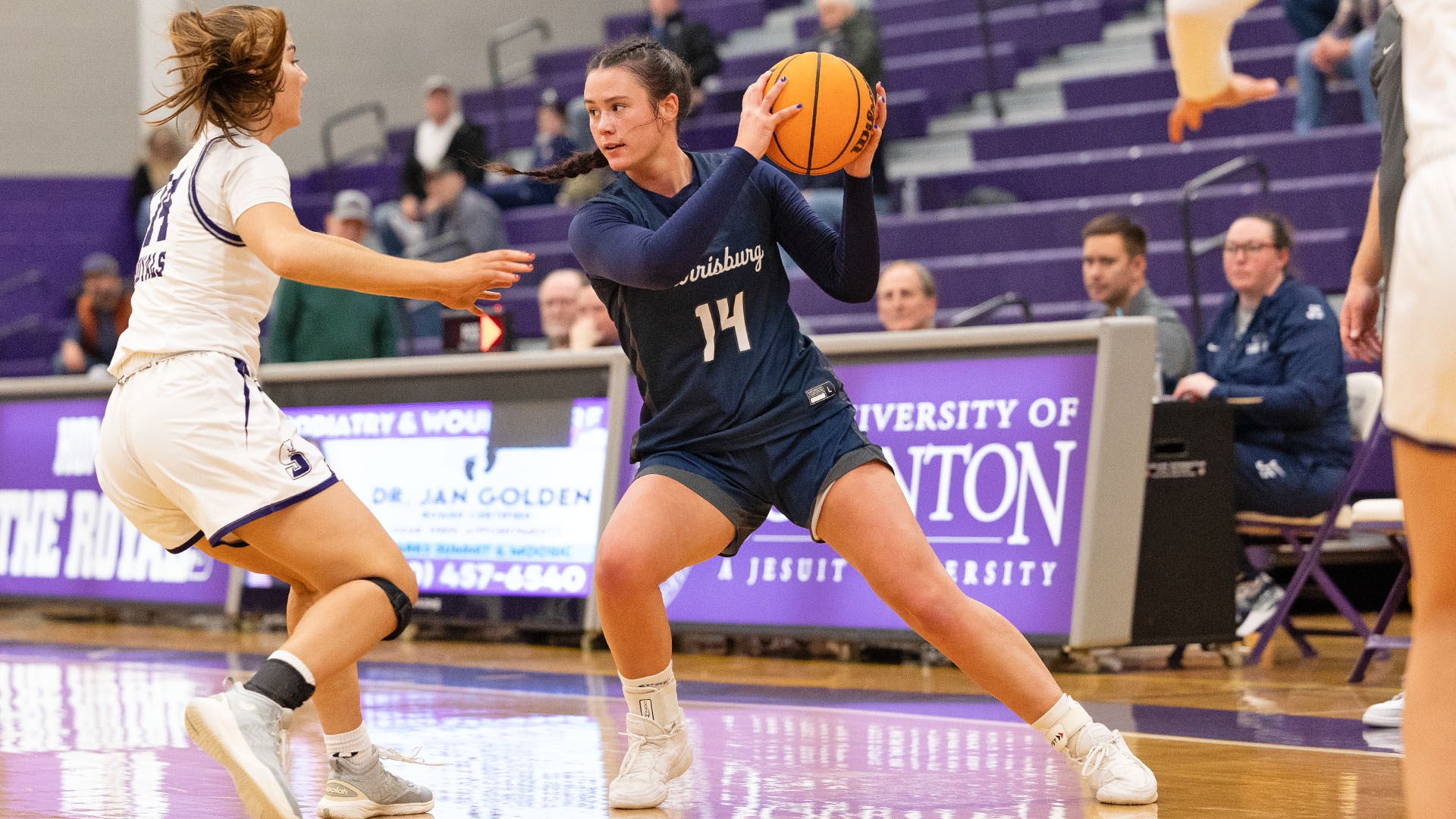 allison metzgar holds the ball against nationally ranked scanton
