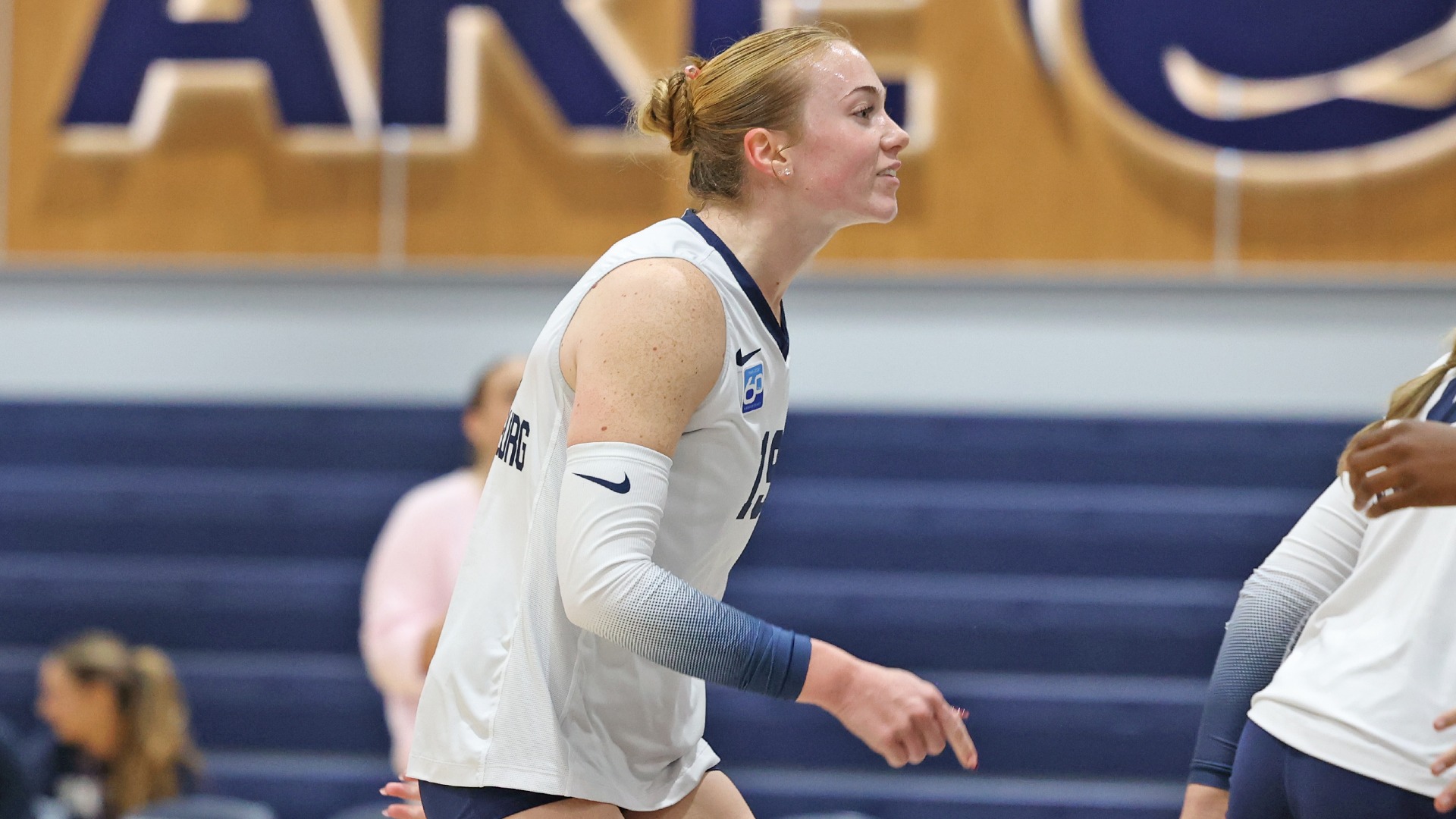 camryn wettstone celebrates after scoring a point against penn state abington