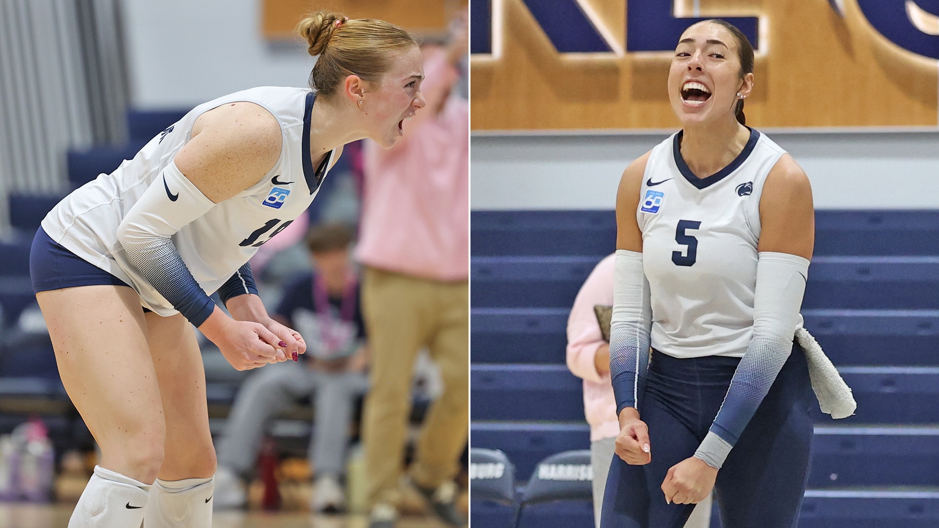 cam wettstone and brianna ondishin ribon celebrate points against penn state abington in 2026