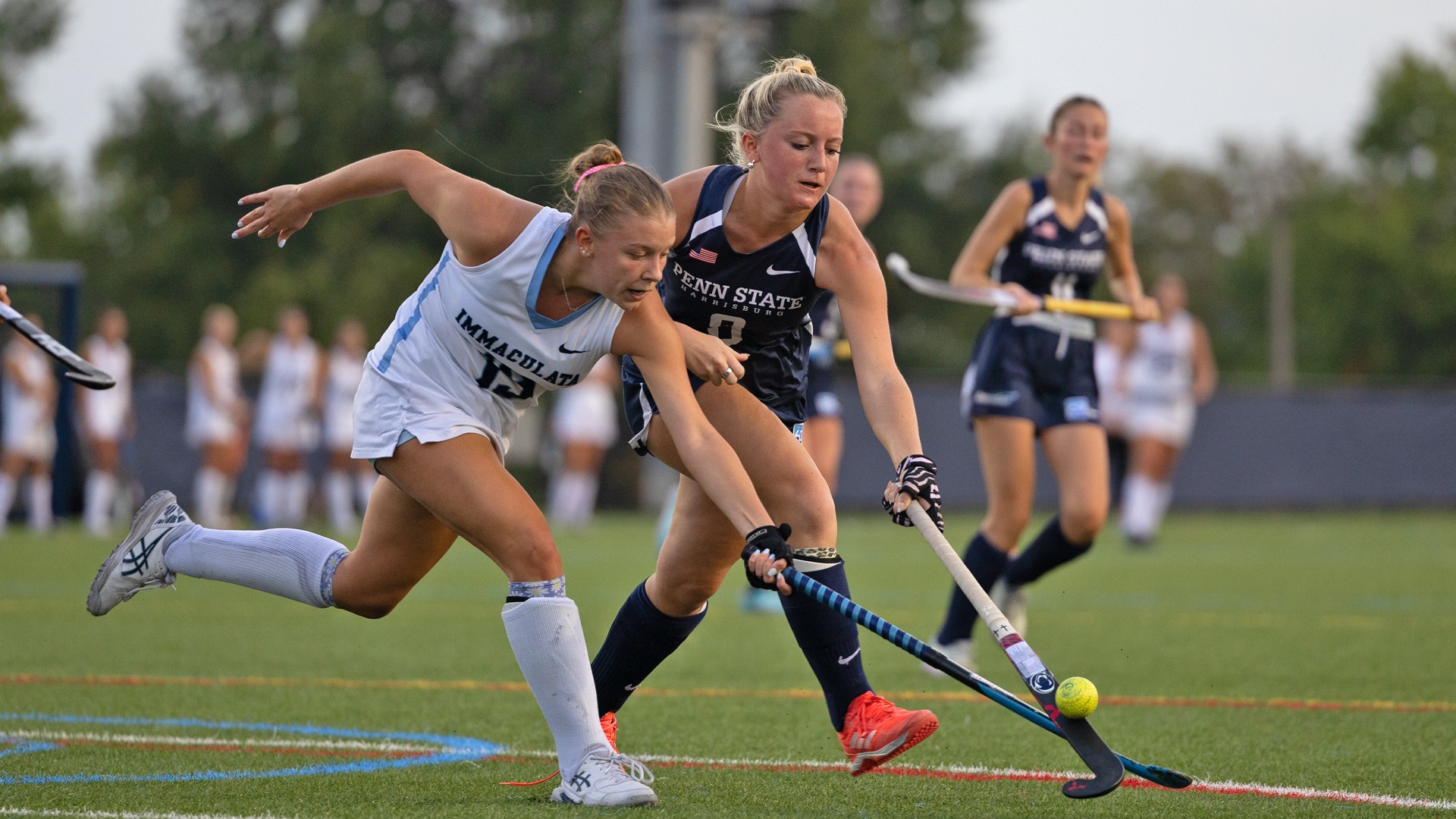 lily howry fights an immaculata defender for the ball in 2026