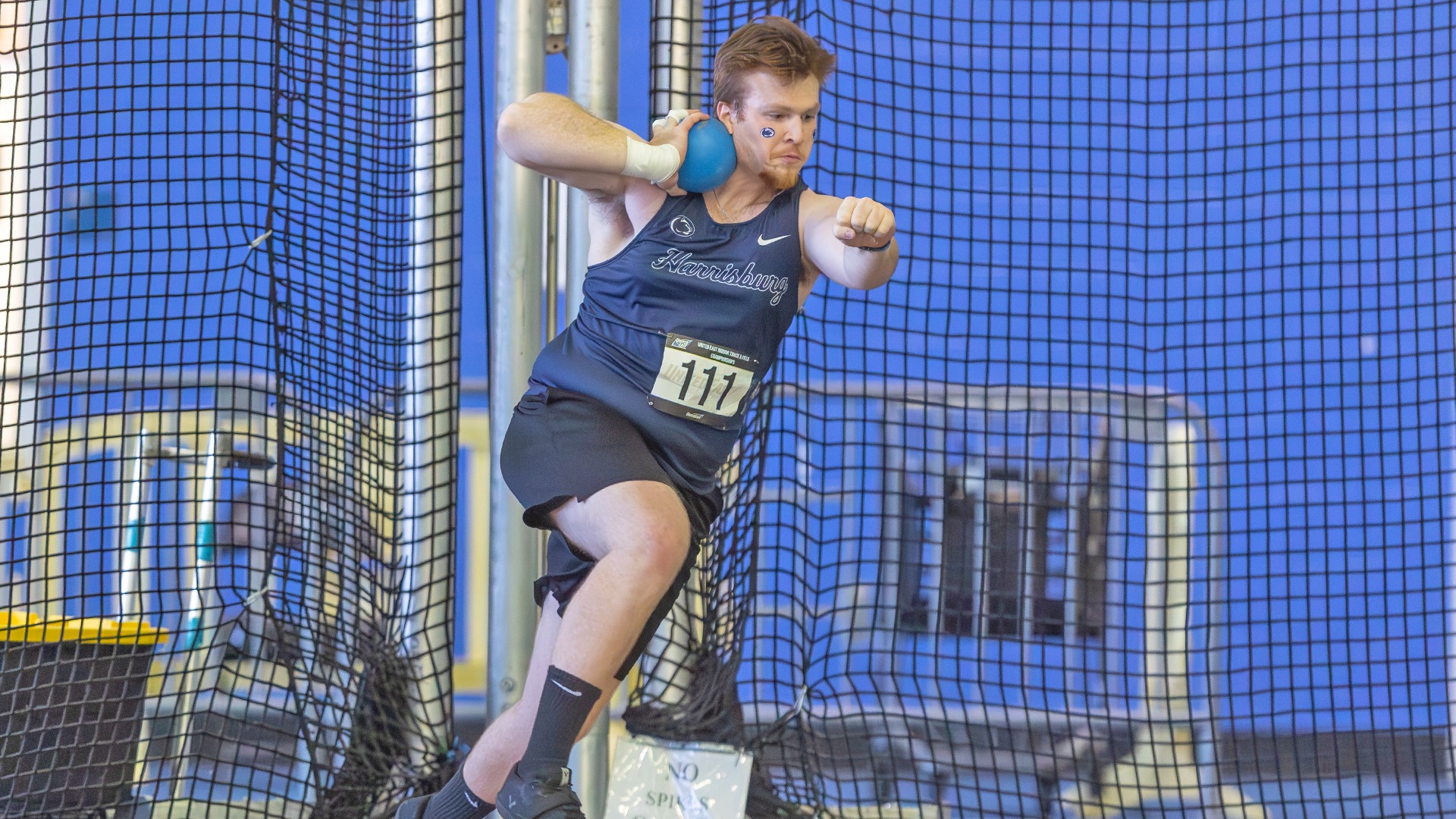 connor daubert throws the shot put at the united east indoor championships in 2025