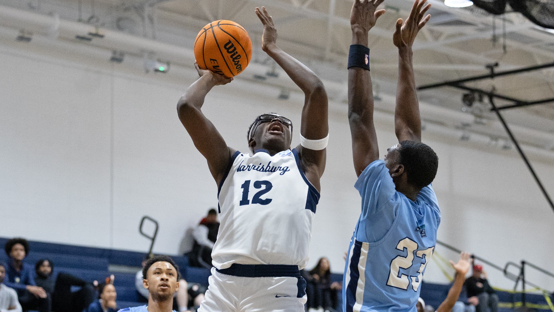 jordan spencer goes up for a layup in a win over notre dame of maryland at the capital union building