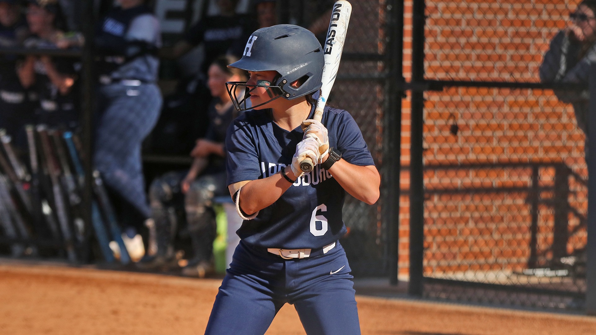 mac fisher rests the bat on her shoulder while waiting for a pitch during a game at elizabethtown in 2025
