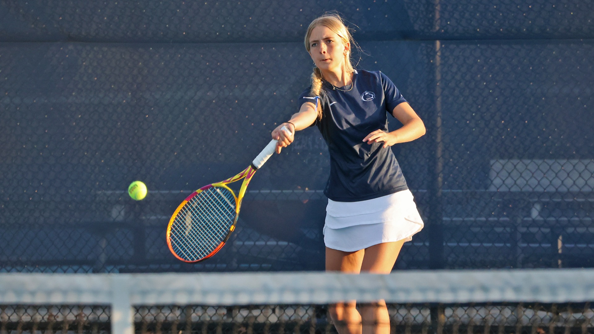 aubrey gard prepares to hit a ball at the hoverter tennis complex