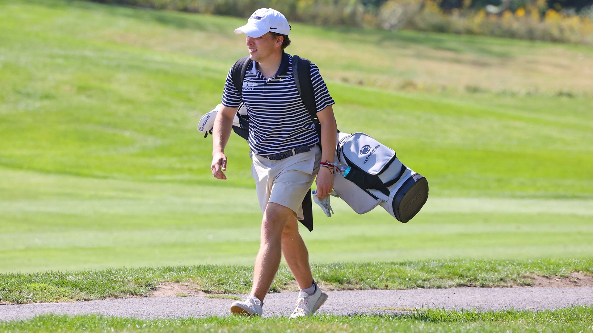 jacob lotz walks up the cart path during a match a dauphin highlands in 2025