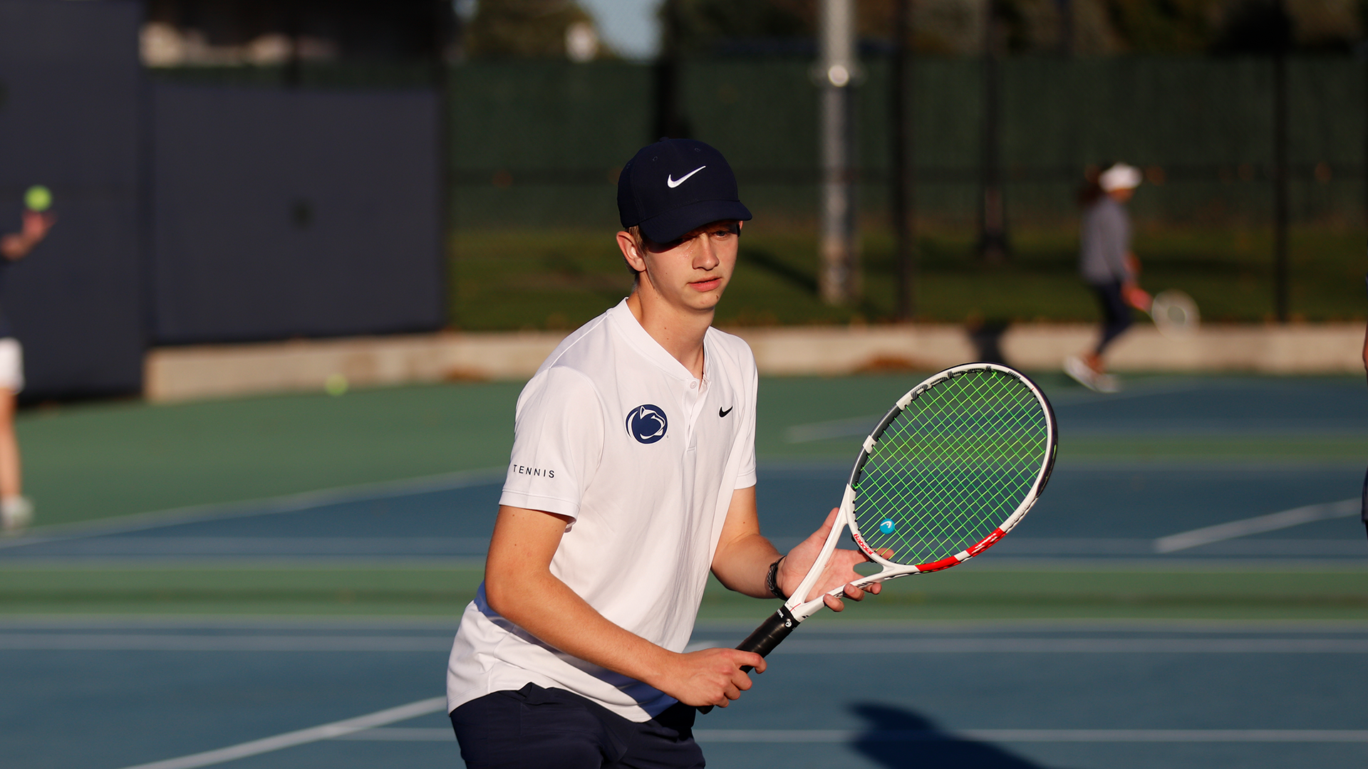 Fallon gets ready for a volley