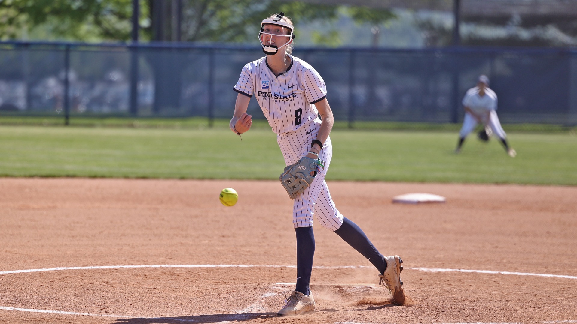 kylee miller throws a pitch against penn college at courtney pollock memorial field