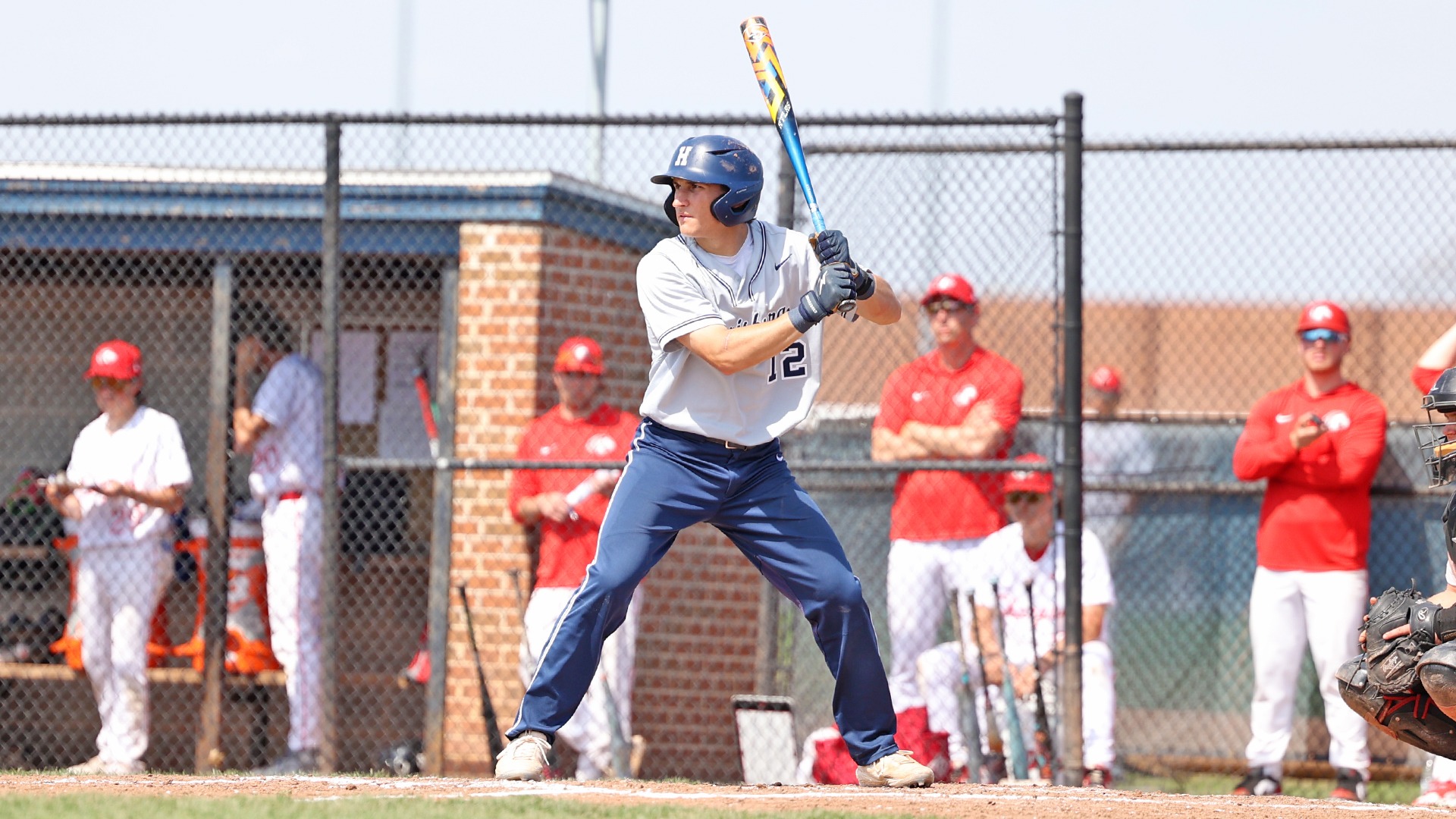 james quici stands up to bat in a game against lancaster bible