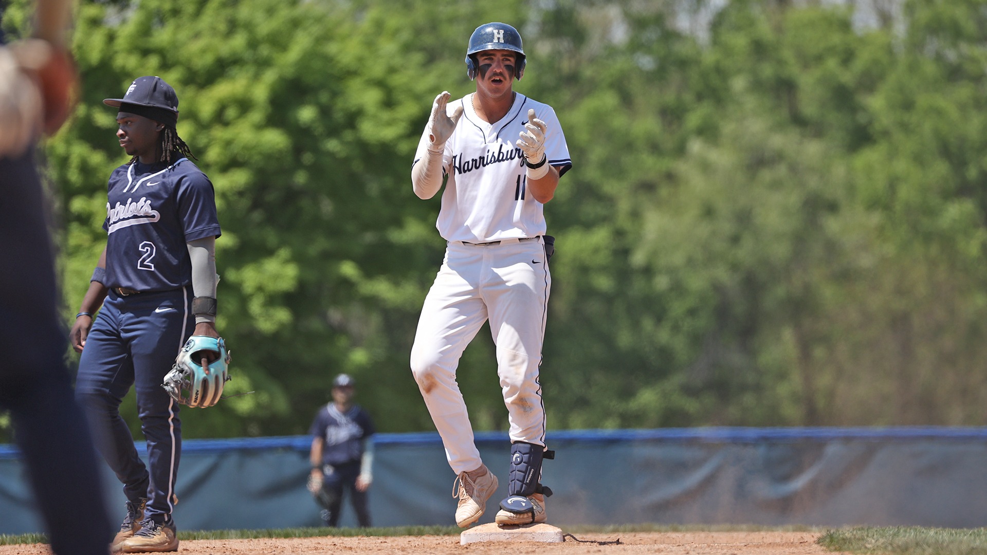 dimitri coutras claps at second base after hitting a double against valley forge