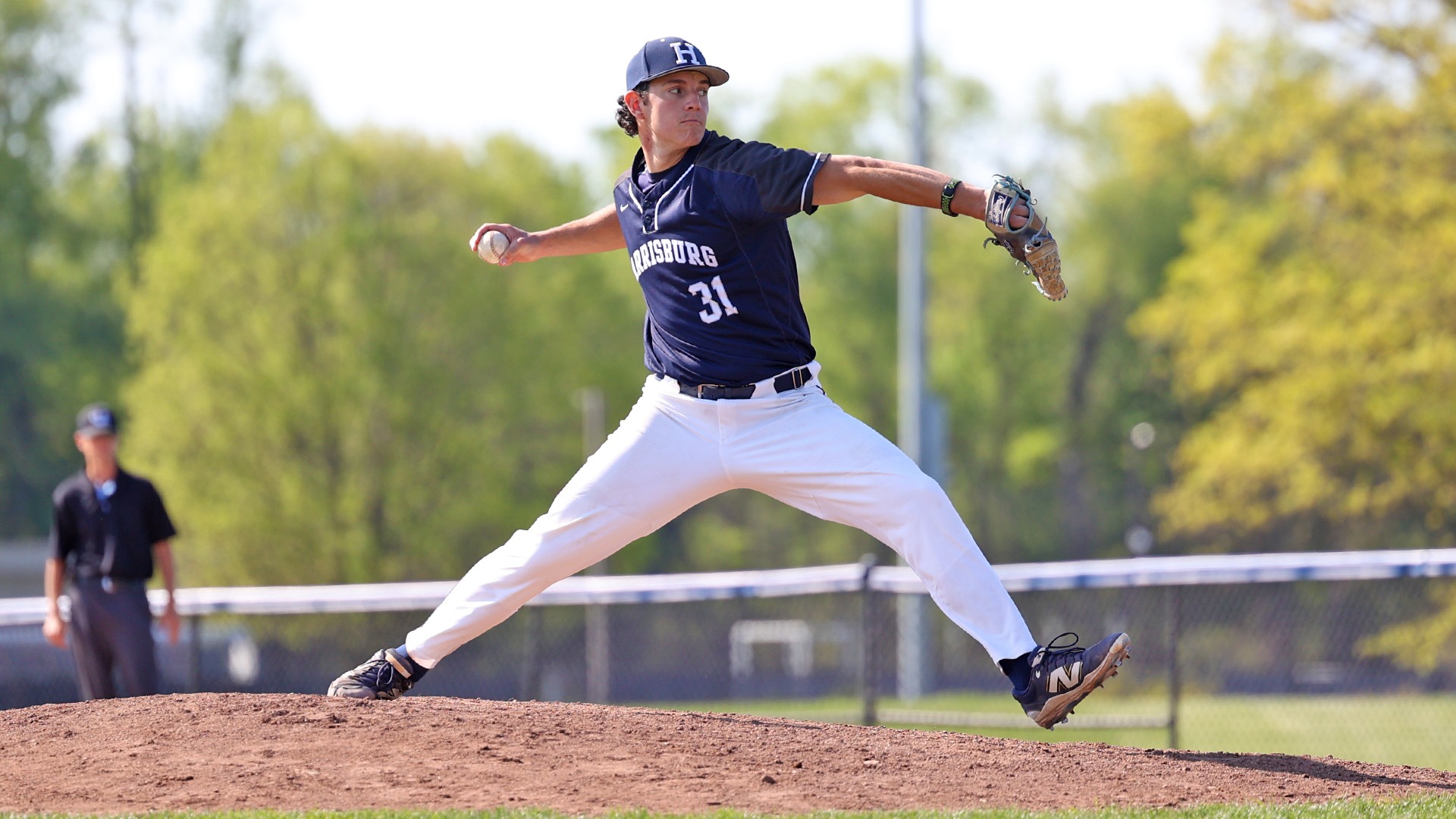 fisher druck extends down the mound during a game against salisbury in 2026