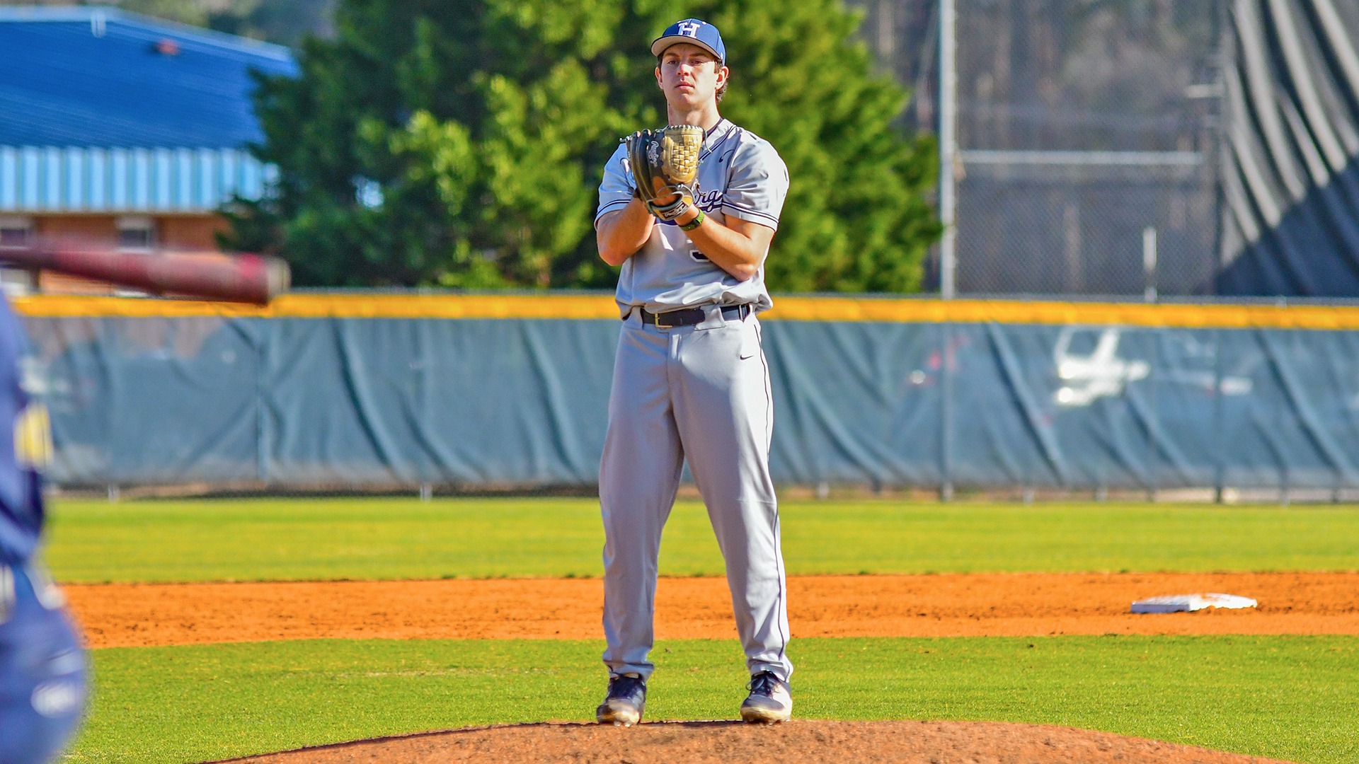 fisher druck stands on the mound during the first game of the 2026 season at north carolina wesleyan