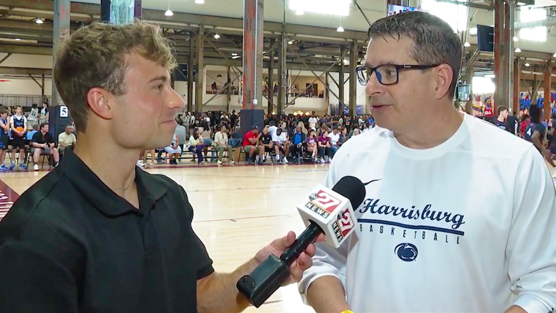 don friday being interviewed by caleb nixon for abc27 news at philly live in 2026