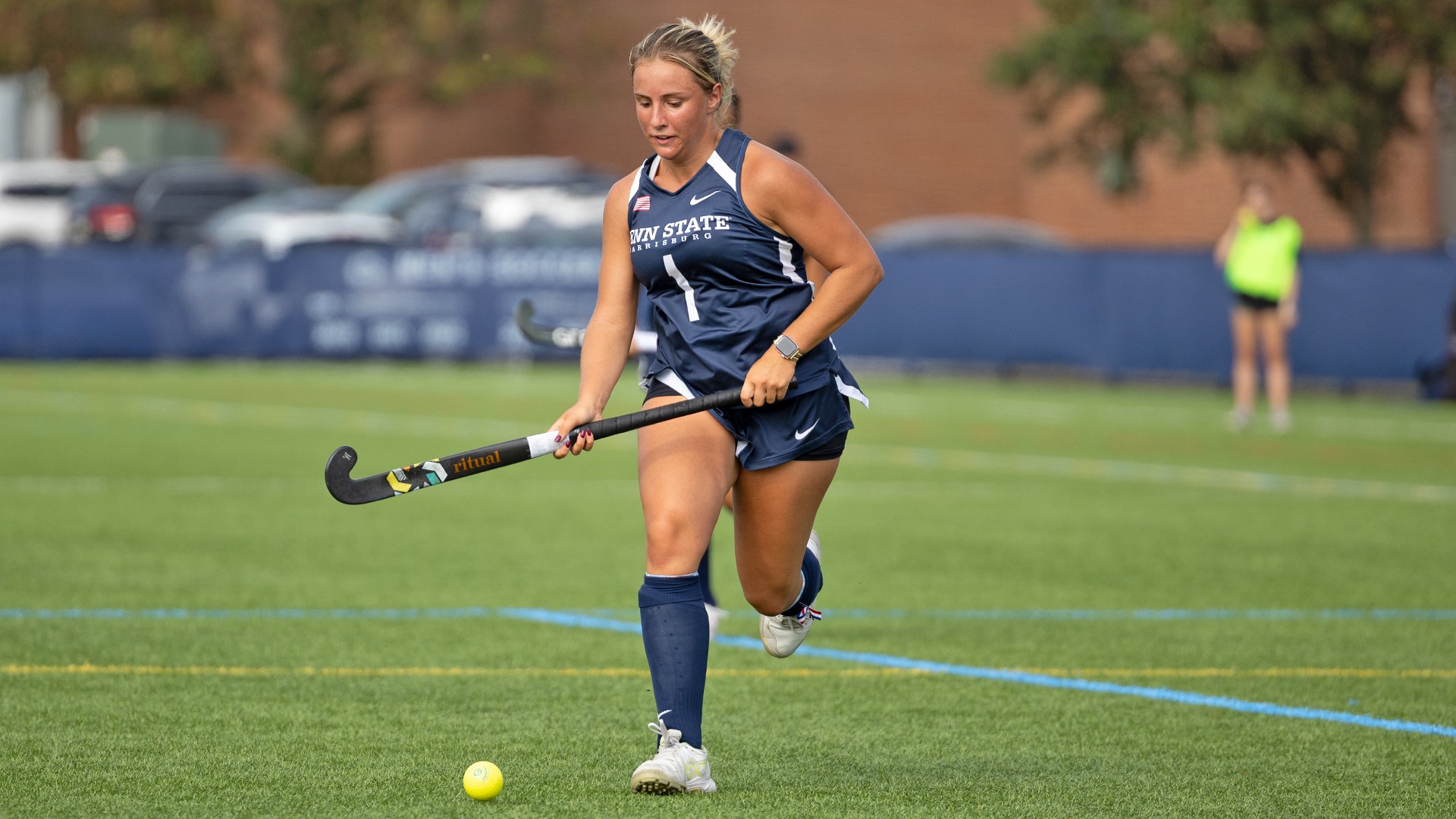 astrid comp controls a ball in the opposing zone during a win over lebanon valley in 2025