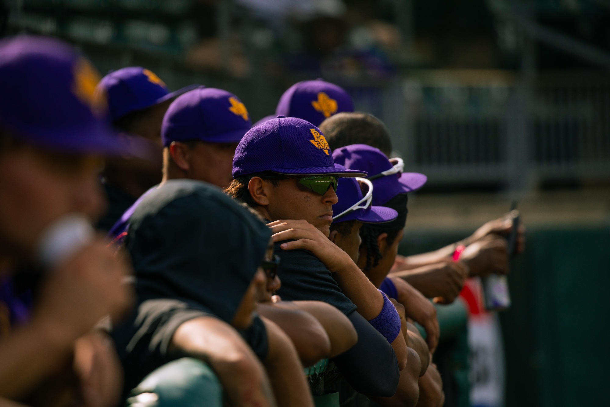 team in dugout shot