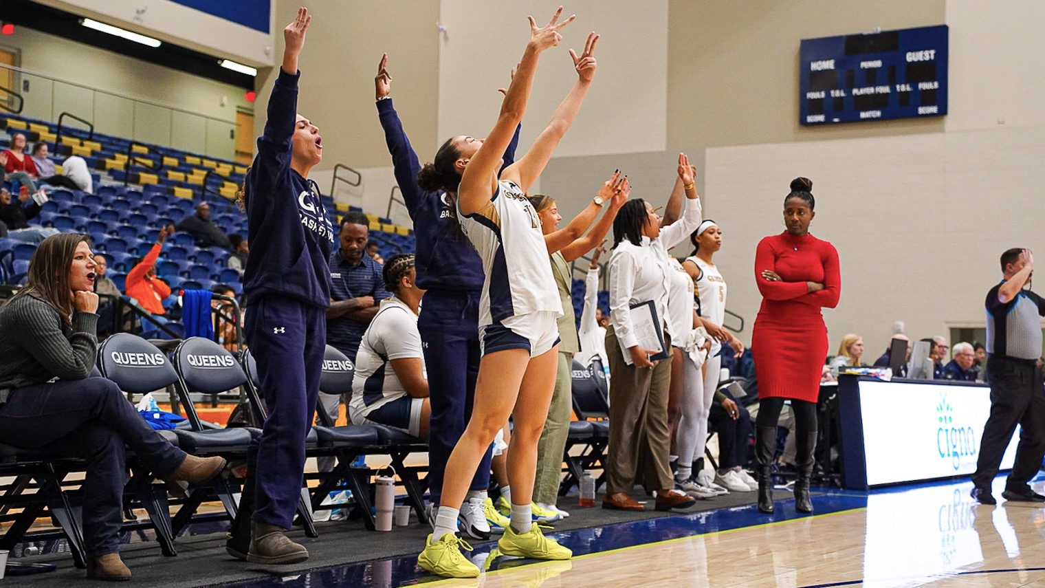 WBB bench celebration 
