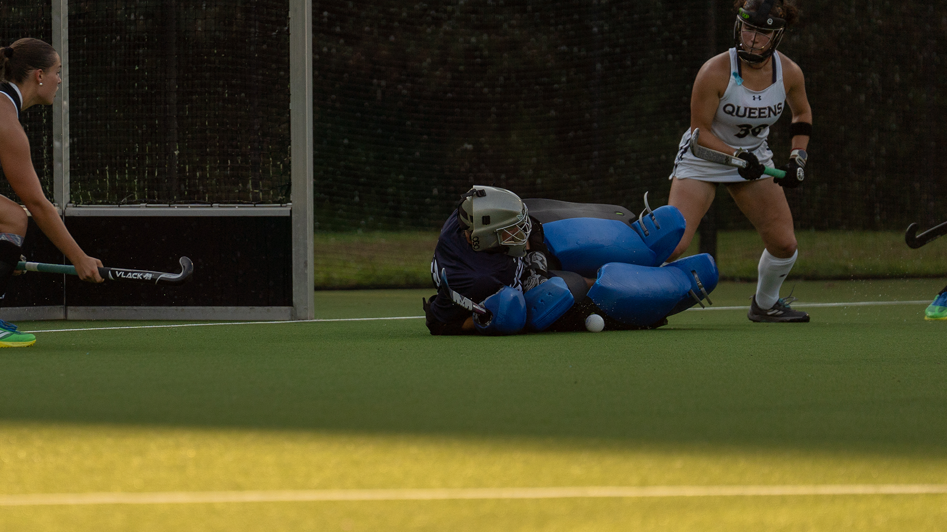 Madison Destefano dives for a save on a penalty corner. 