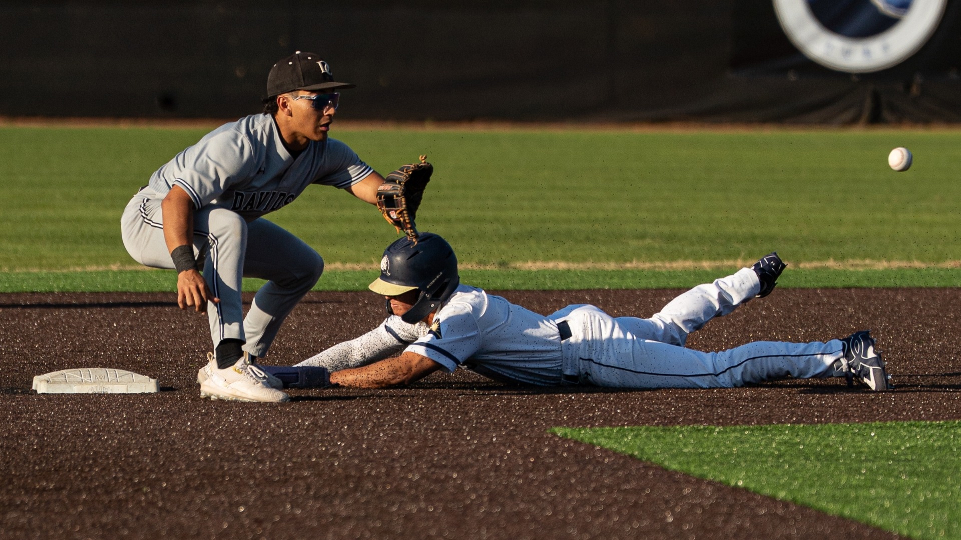 Hunter Huneycutt slides into second base for a stolen base in the top of the first inning against Davidson.