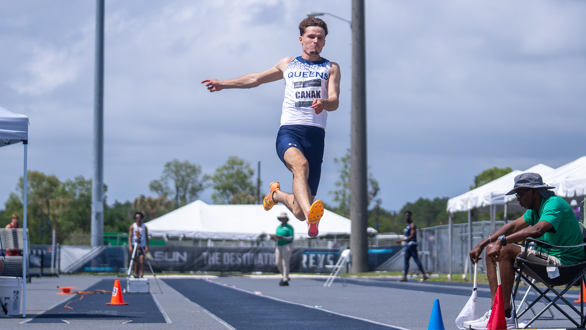 Petar Canak competing in long jump at ASUN Championships.