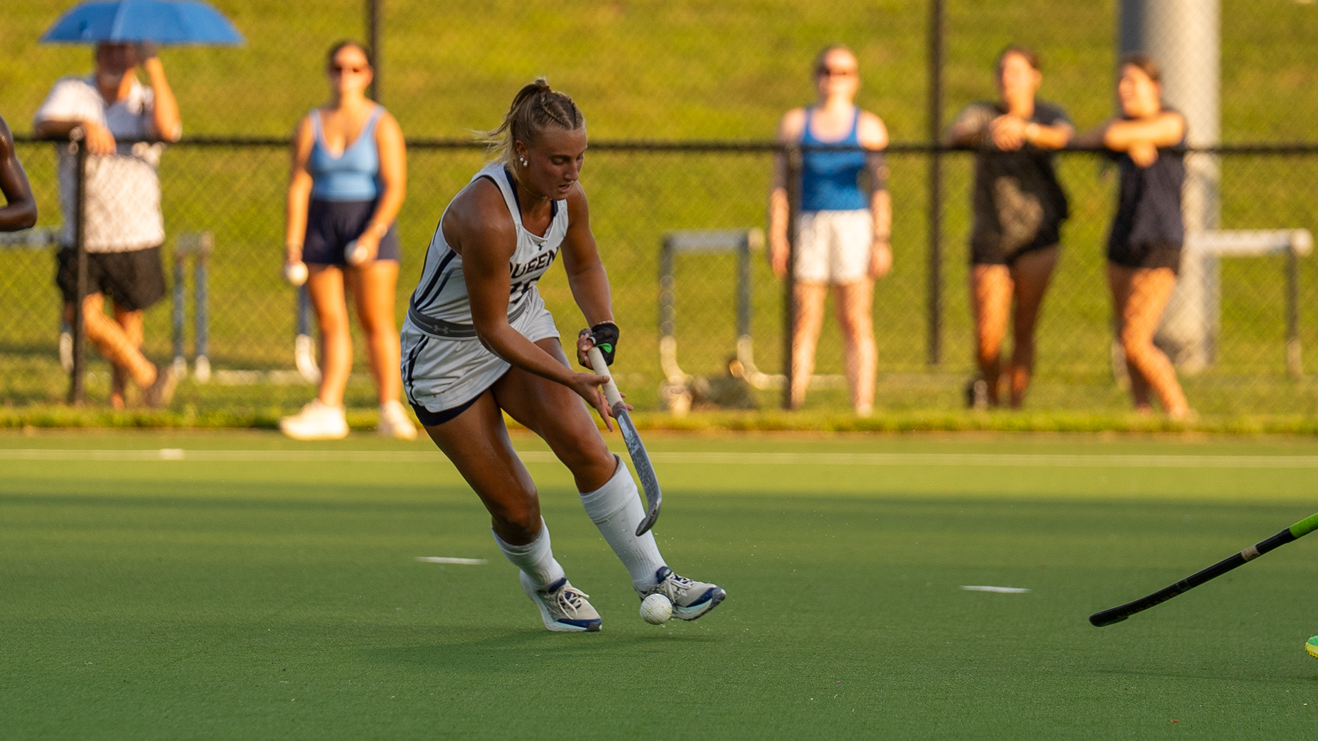 Olivia Gain transitioning the ball up the field. 