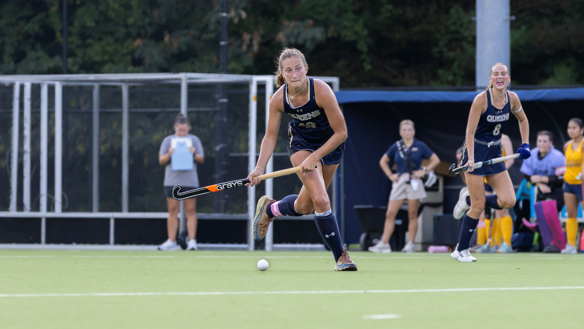 Maddie Just transitioning up the field