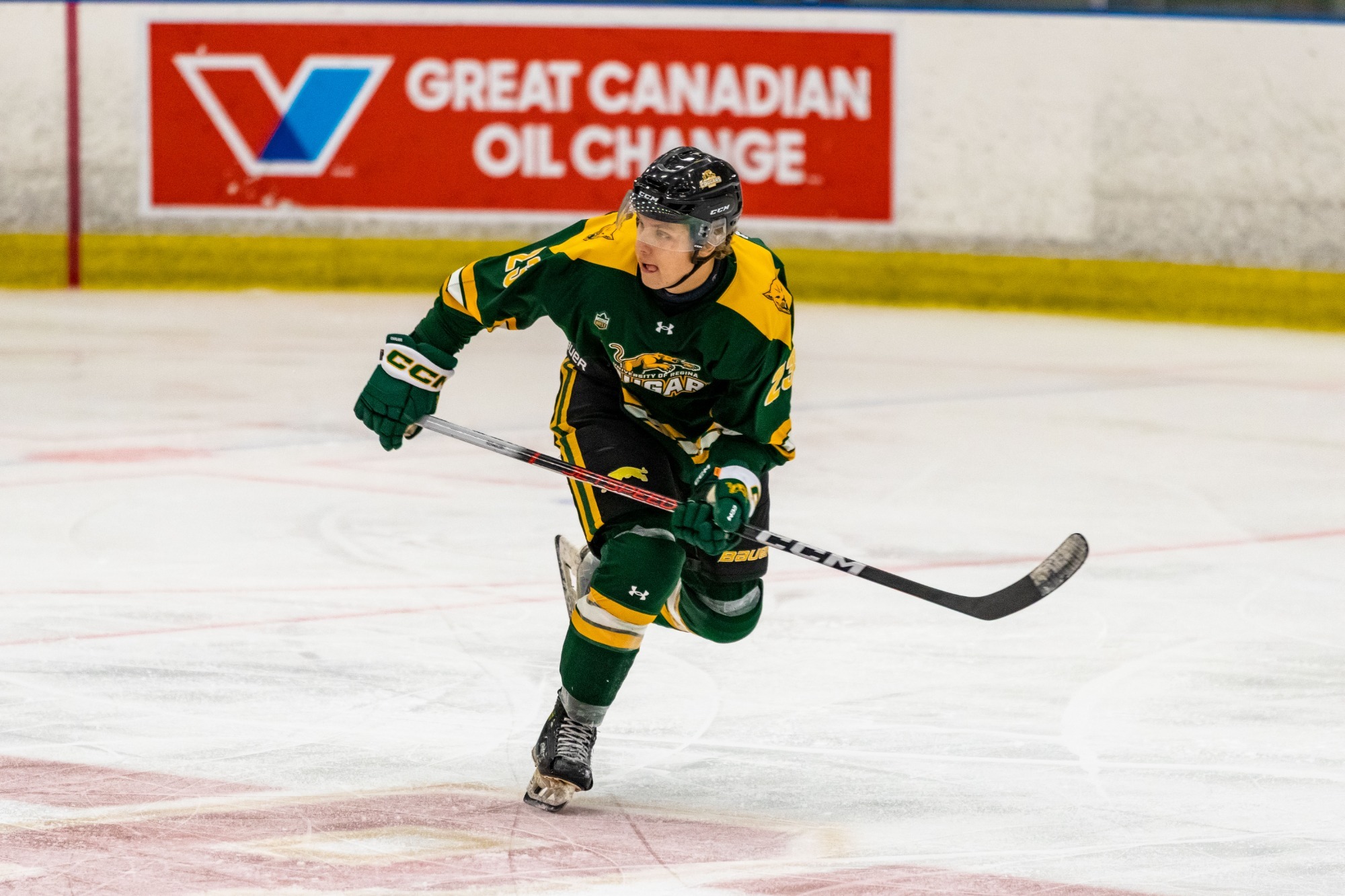 hockey action shot at cooperators centre in regina saskatchewan