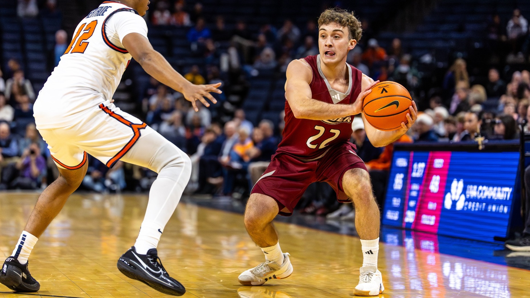 Images from the Rider Broncs vs Virginia Cavaliers mens basketball game-Monday, Nov. 03, 2025 at  in Charlottesville, VA.
 
Rider hung close the first half but a revamped Virginia Cavaliers team got rolling in the second half and closed out for an 87-53 opening night victory


(Photo by Sideline Media Productions)
