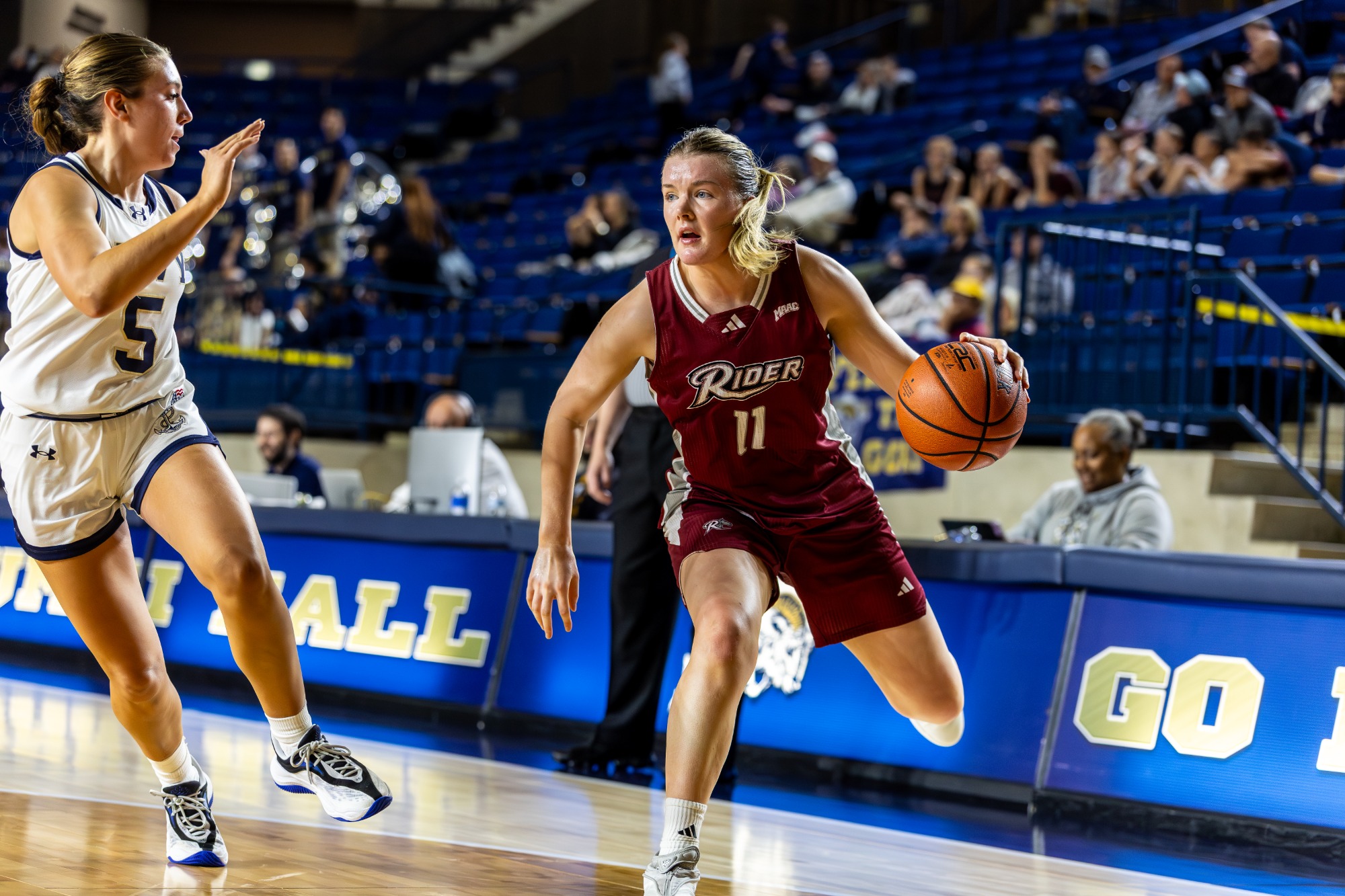 Images from the Rider Broncs vs United States naval Academy womens basketball meeting-Wednesday, Nov. 19, 2025 at  in Annapolis, MD.


Navy closed the half on a 7–0 run to take a 29–23 lead, then controlled the rest of the way in a 67–56 win over Rider, dropping the Broncs to 1–4.

(Mandatory Photo Credit- Keith Lucas- Sideline Media)