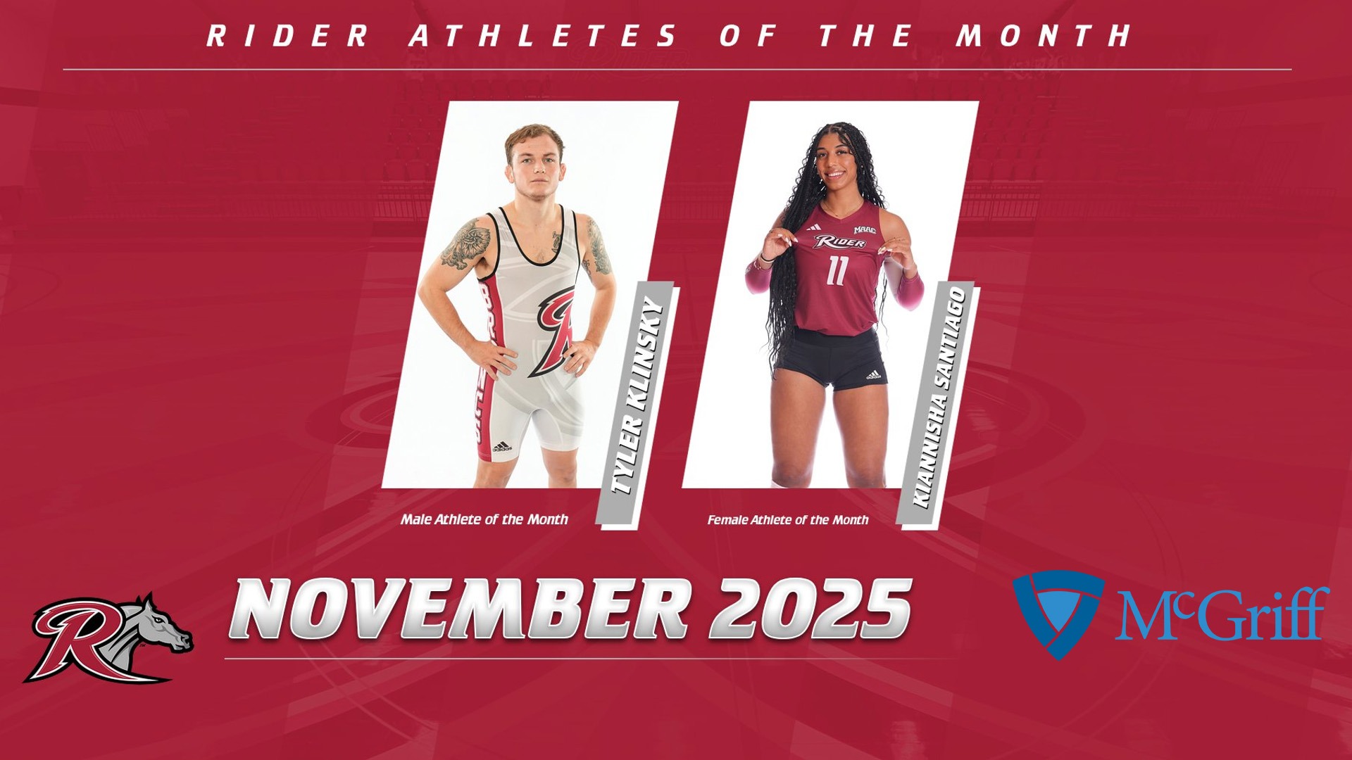 Athletes of the Month November 2025 Kiannisha Santiago Tyler Klinsky