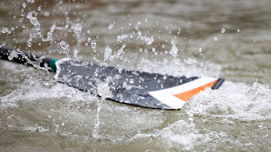 Rowing oar in the water