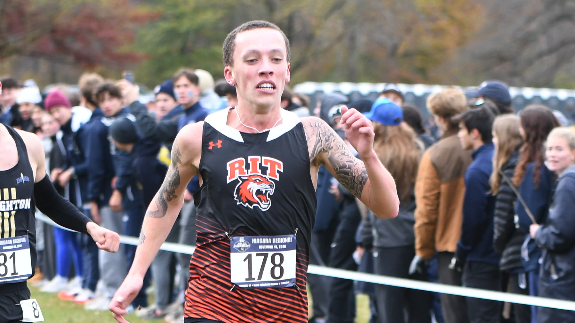 men's cross country runners compete in the NCAA Division III Niagara Regional Championships at Genesee Valley Park in Rochester, New York on November 15, 2025