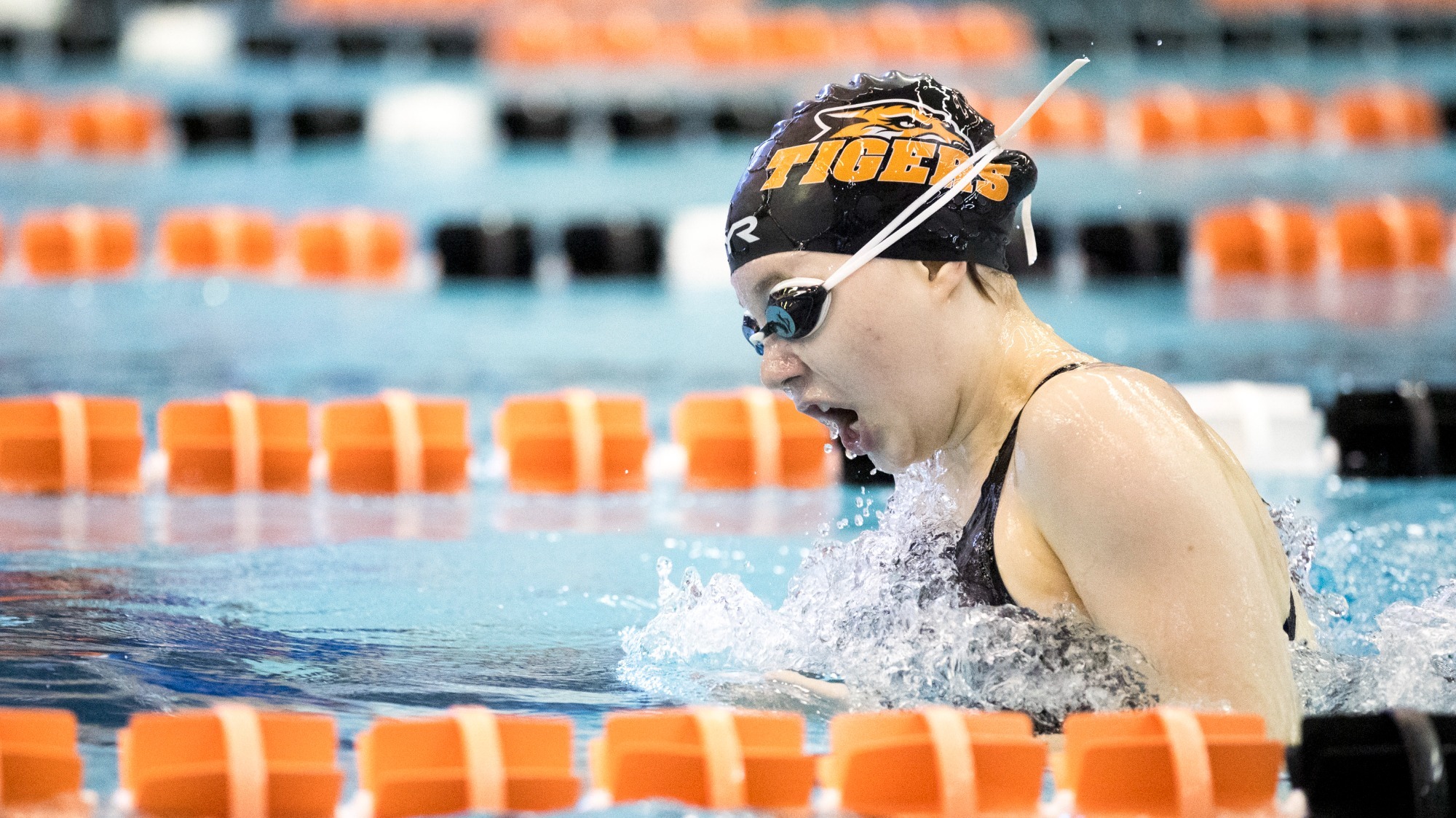 on Saturday, Nov. 22, 2025 at Judson Pool in Henrietta, N.Y. RIT men’s and women’s swim compete against Ithaca (Rebecca Villagracia/RIT Sports Network)