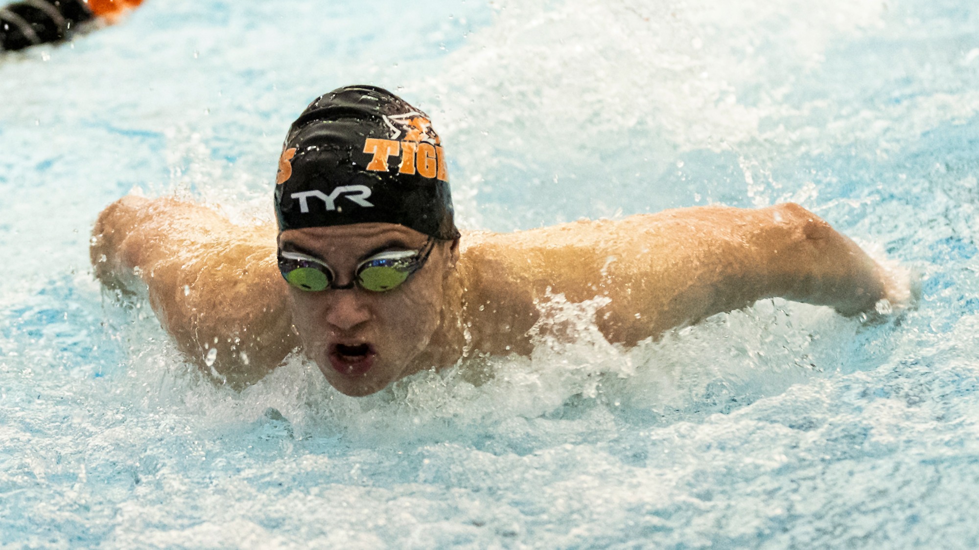A Rochester Institute of Technology men's swimmer competes in a race at the Don Richards Invitational on Friday, December 5, 2025