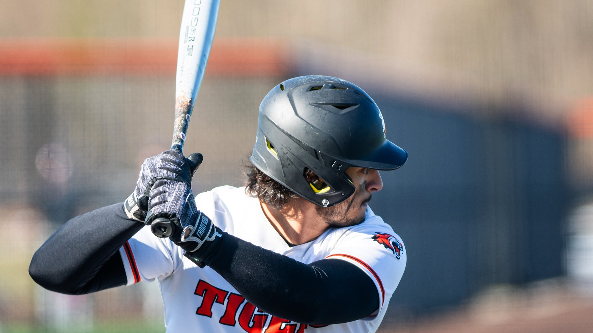 A batter for Rochester Institute of Technology waits for the pitch